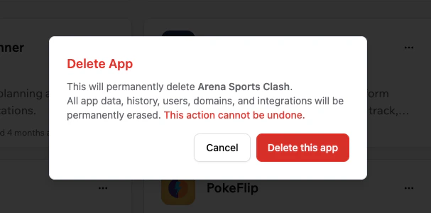 Deleteapp Deleting an app from your Apps page