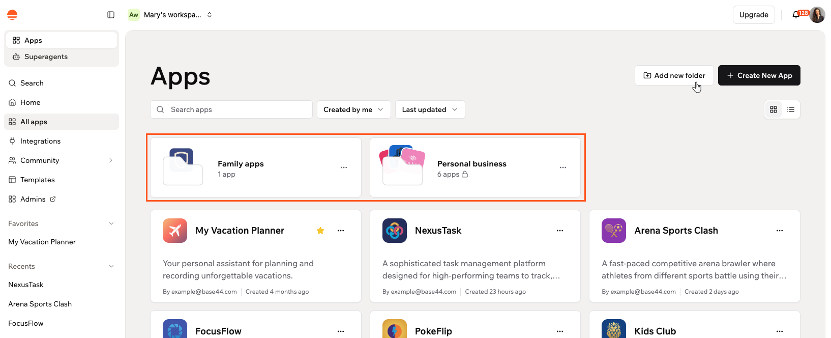 Searching and filtering your apps in Base44