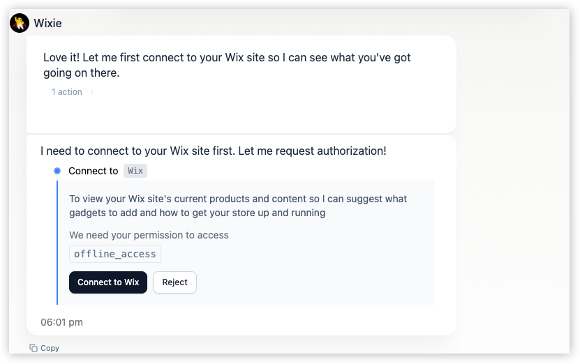 Connecting a Wix site to a Superagent from chat