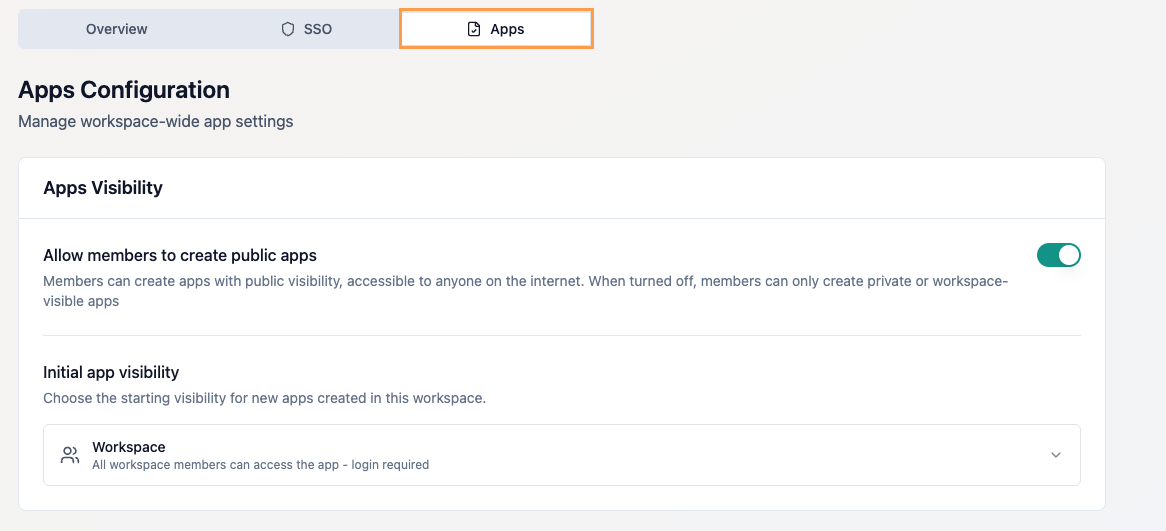 App configuration in enterprise workspaces in Base44.