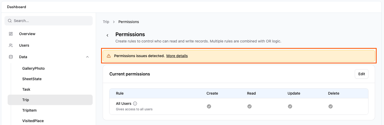 Permission And Data Example Managing data permissions - Base44 Support Documentation