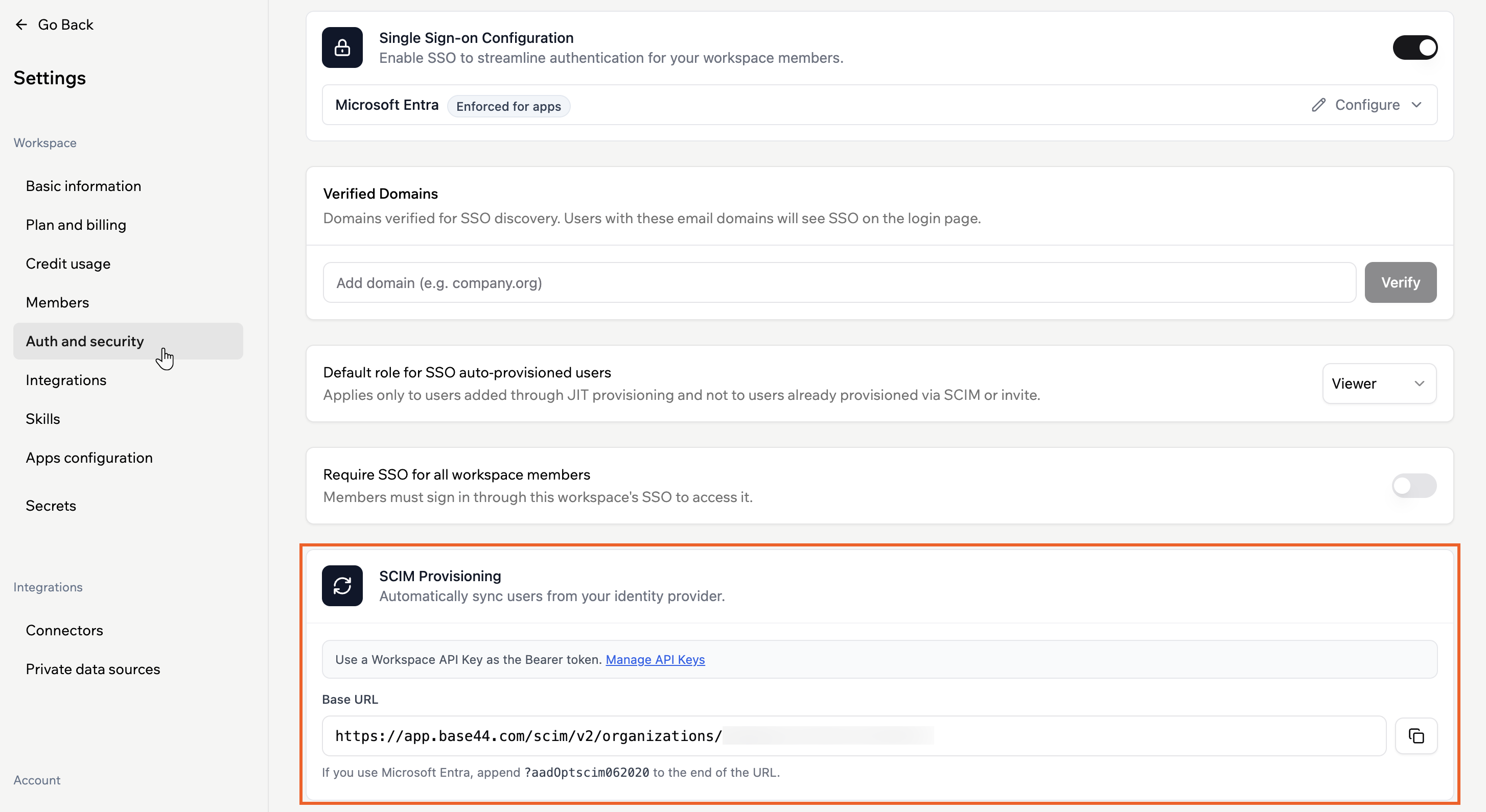 Setting up SCIM provisioning for Microsoft Entra ID - Base44 Support ...