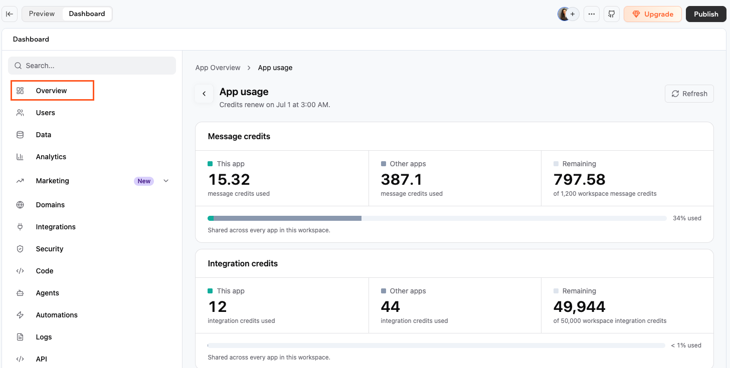 Créditos - Base44 Support Documentation