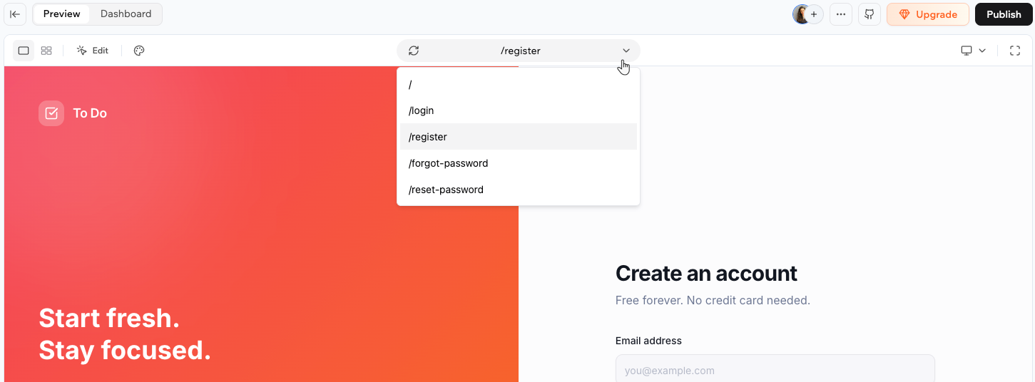 Custom Login Menu