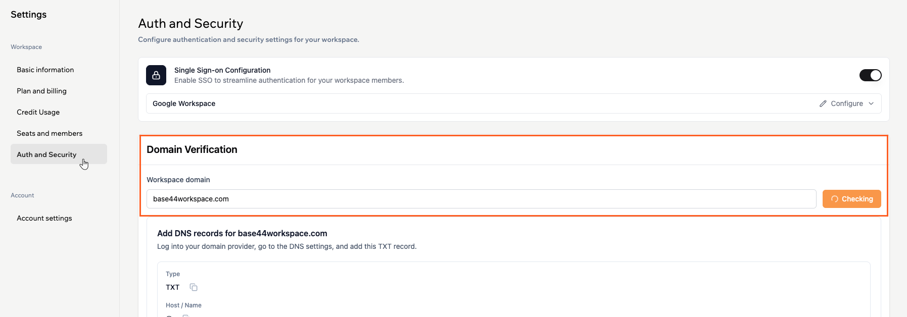 Verifying your workspace domain