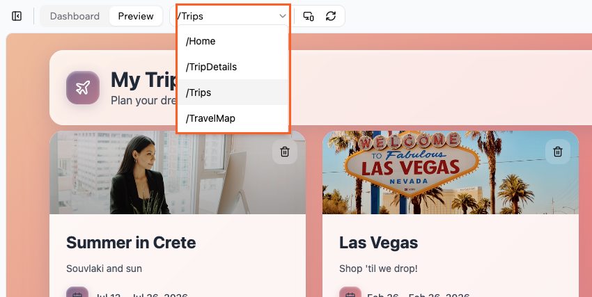 Navigating your app pages