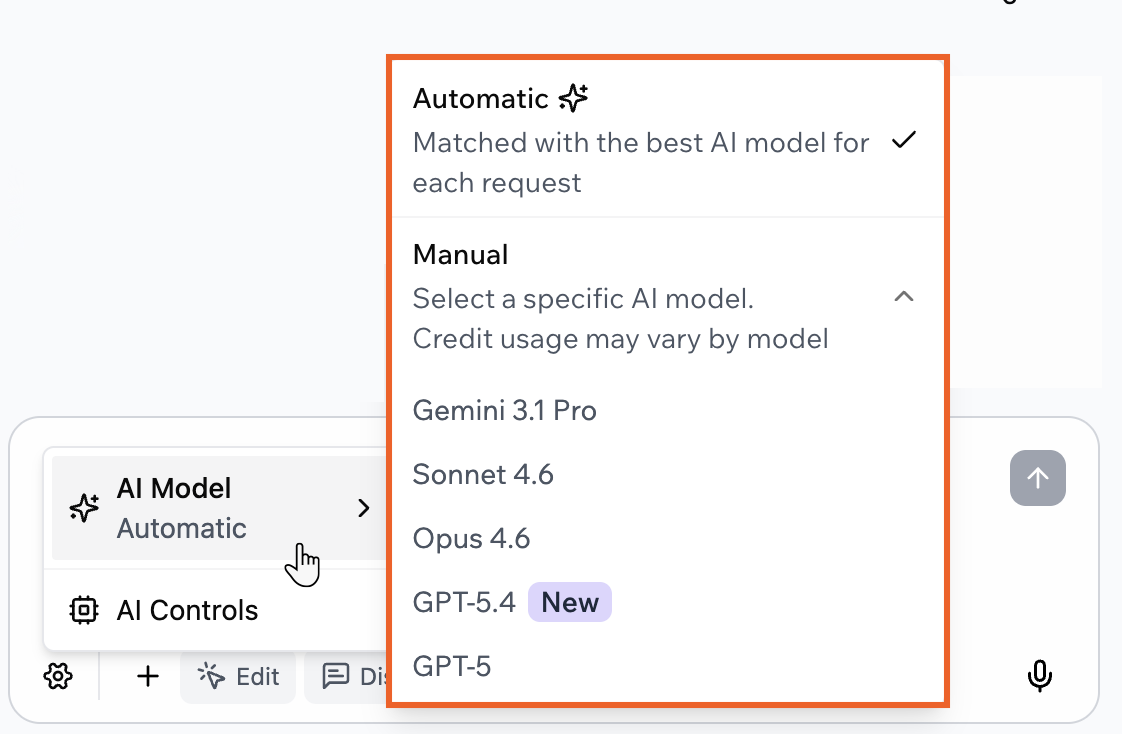 Newmodel Choosing an AI model in the Base44 AI chat settings