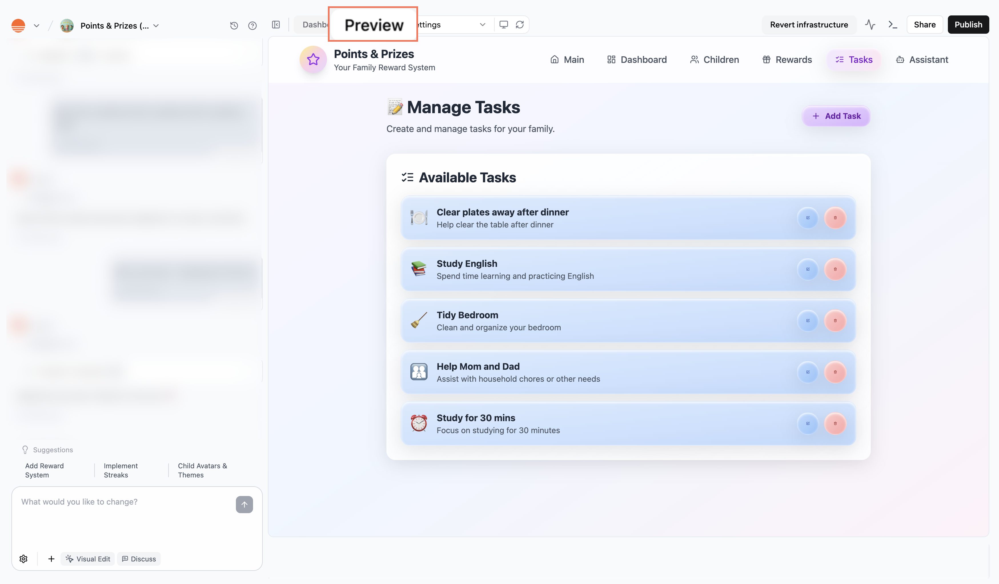 Preview in the Base44 app editor