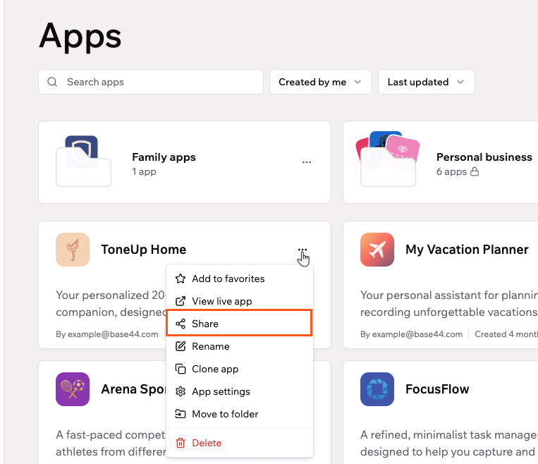 Sharing your live Base44 app