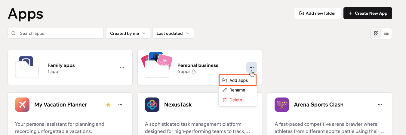 Adding apps to a folder