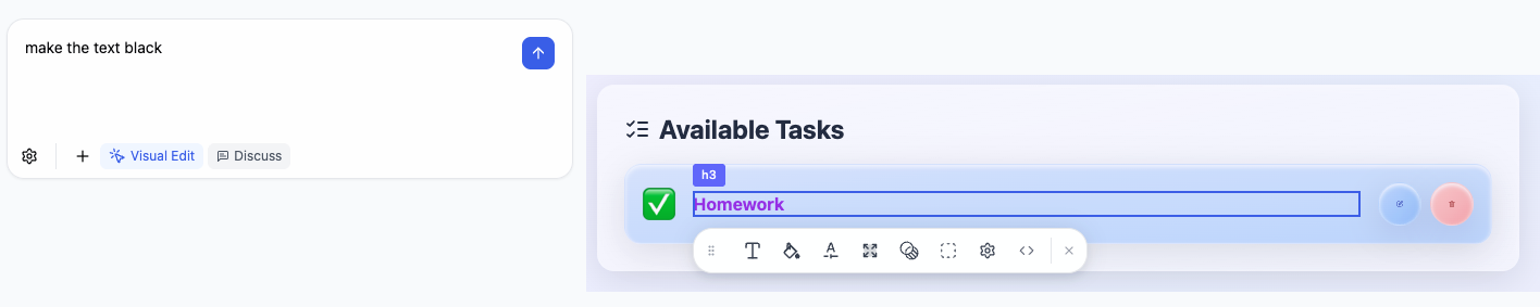Visual Edit using the AI chat in Base44