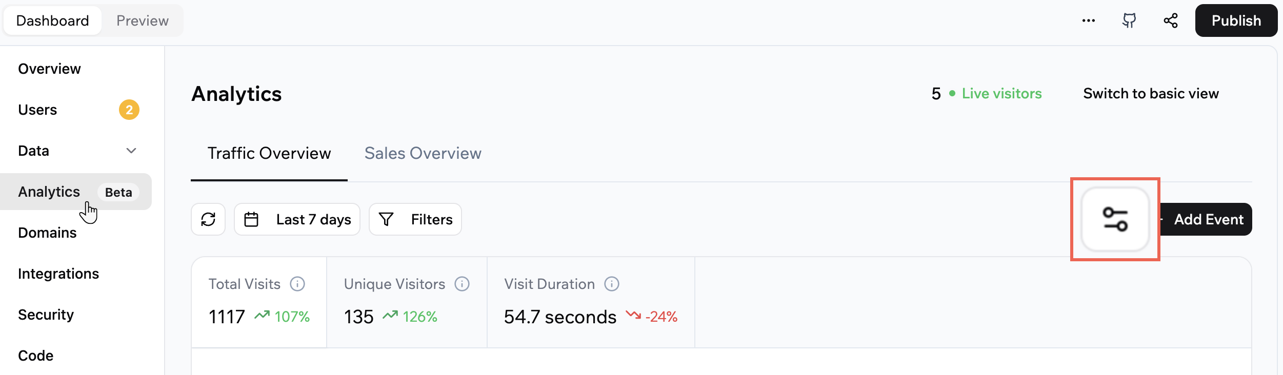 Viewing and customizing your app analytics - Base44 Support Documentation
