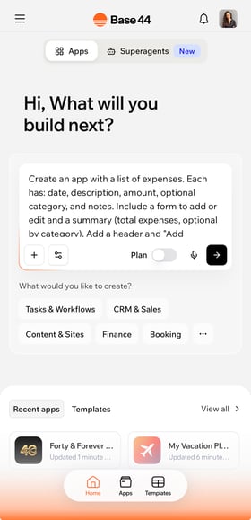 Base 44 Creating and using your app on mobile - Base44 Support Documentation