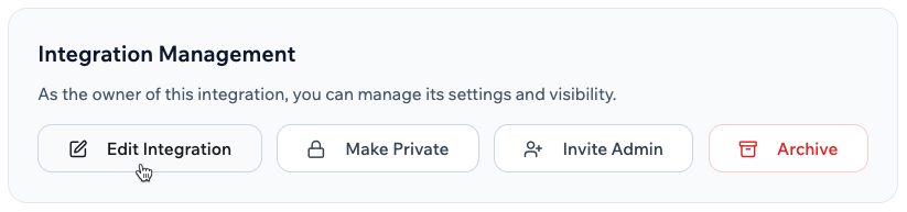 Managing your custom integration in Base44.