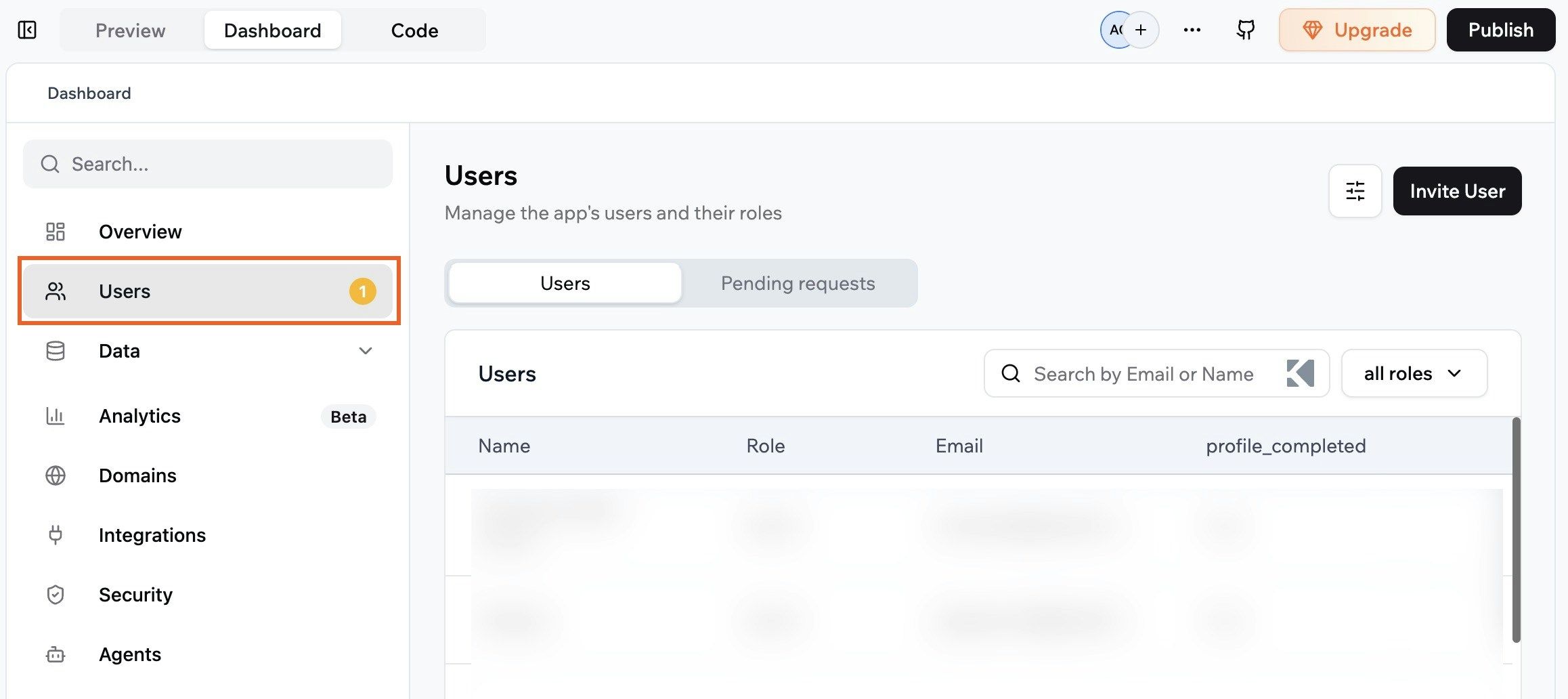 Accessing your app users for deletion