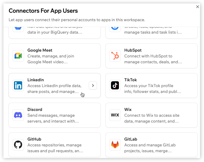 Setting up connectors for app users - Base44 Support Documentation