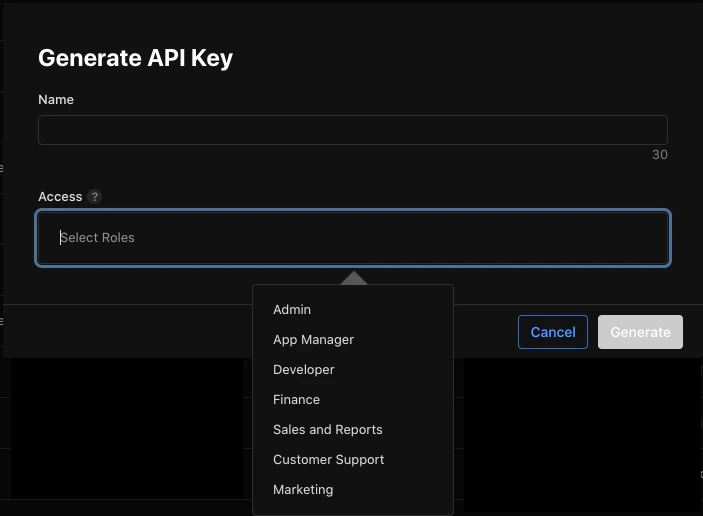 Admin role for App Store Connect API key The Admin access role selected for an App Store Connect API key