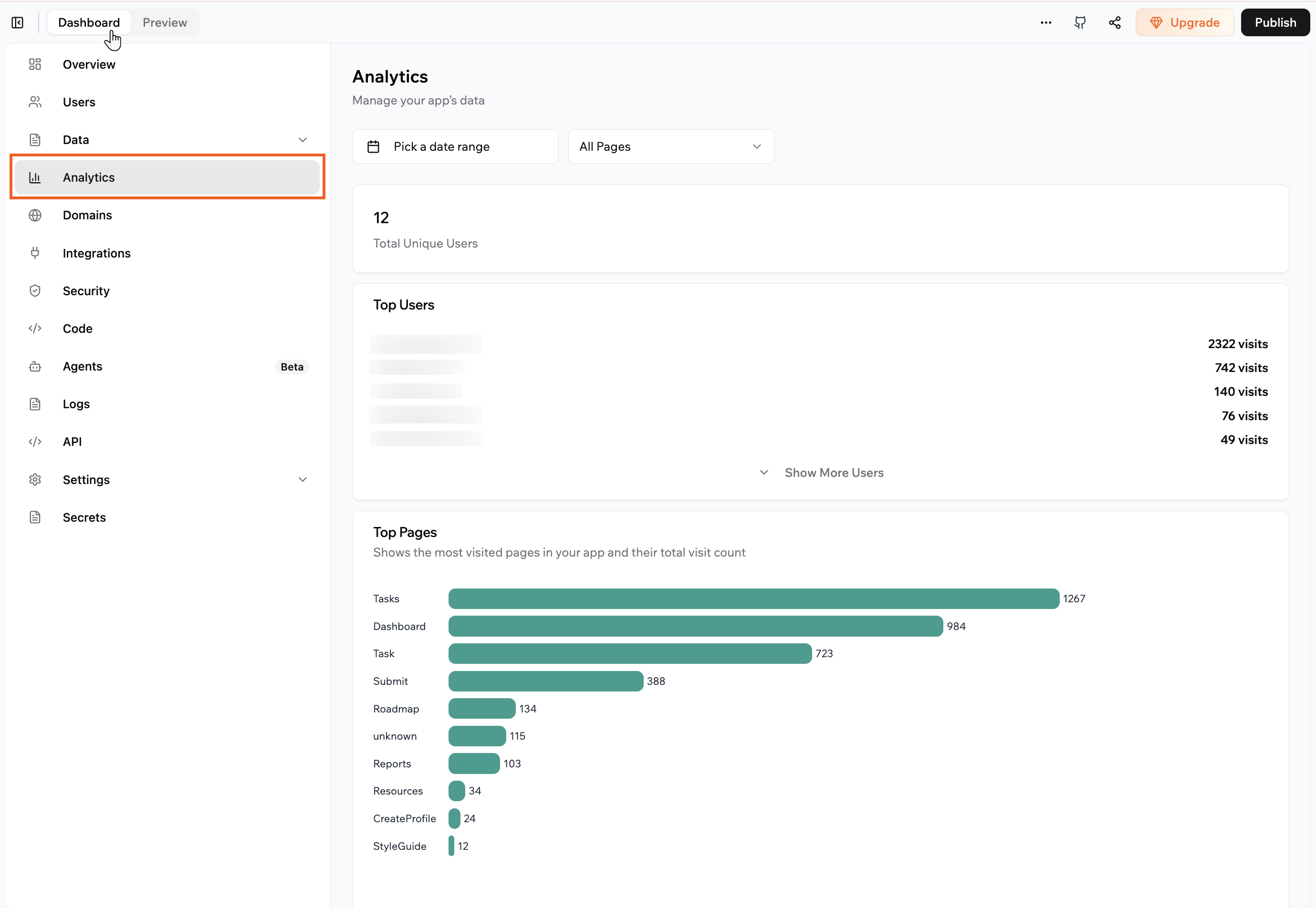 Accessing your app's analytics Accessing your app's analytics