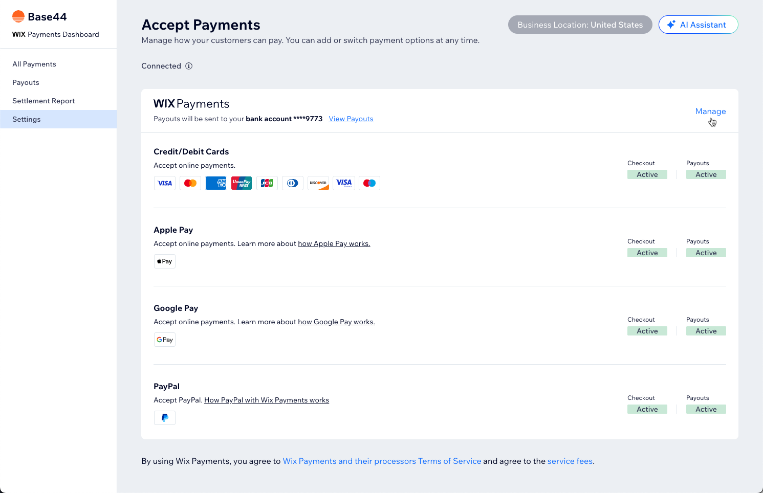 Setting up Base44 Payments powered by Wix - Base44 Support Documentation