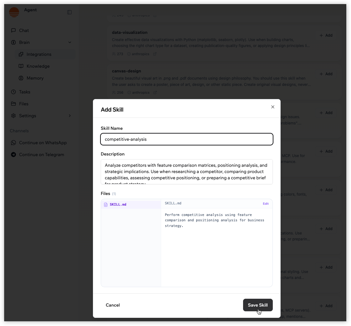 Adding Skills to a Superagent