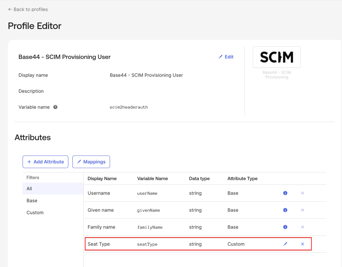 Okta Profile Editor with custom attribute configuration