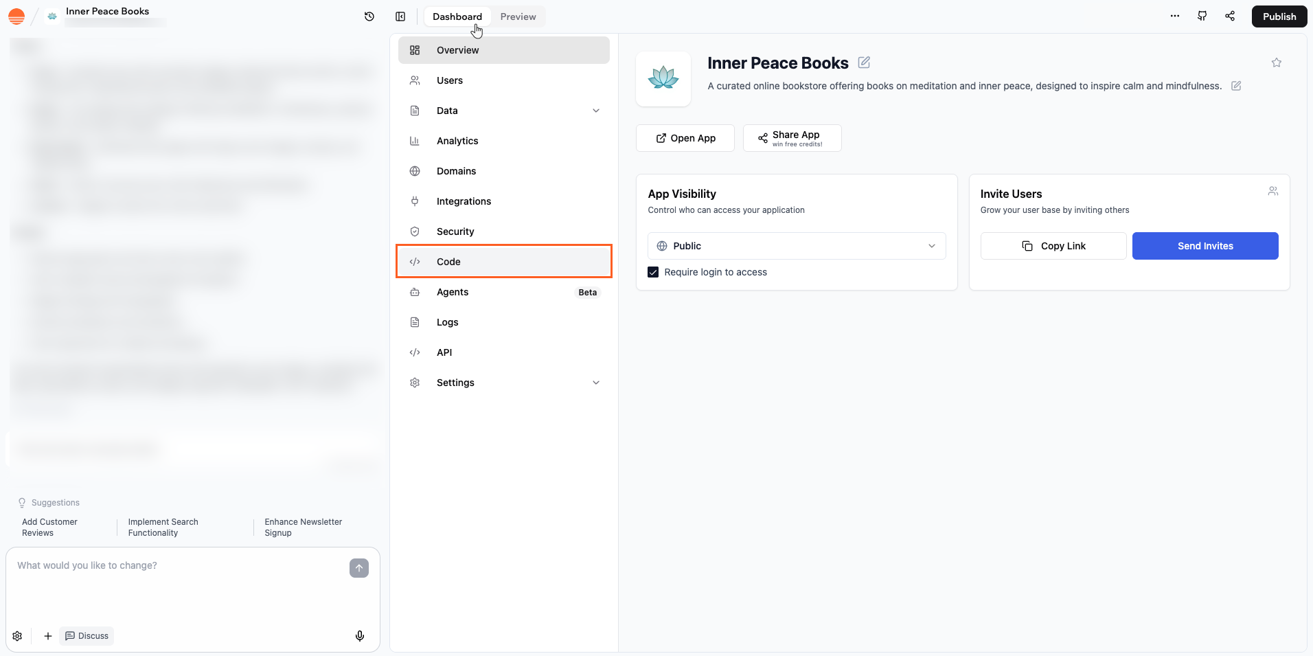 Accessing your app's code in Base44