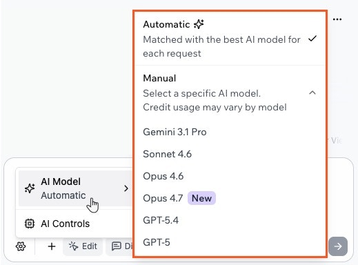 Newmodel Choosing an AI model in the Base44 AI chat settings