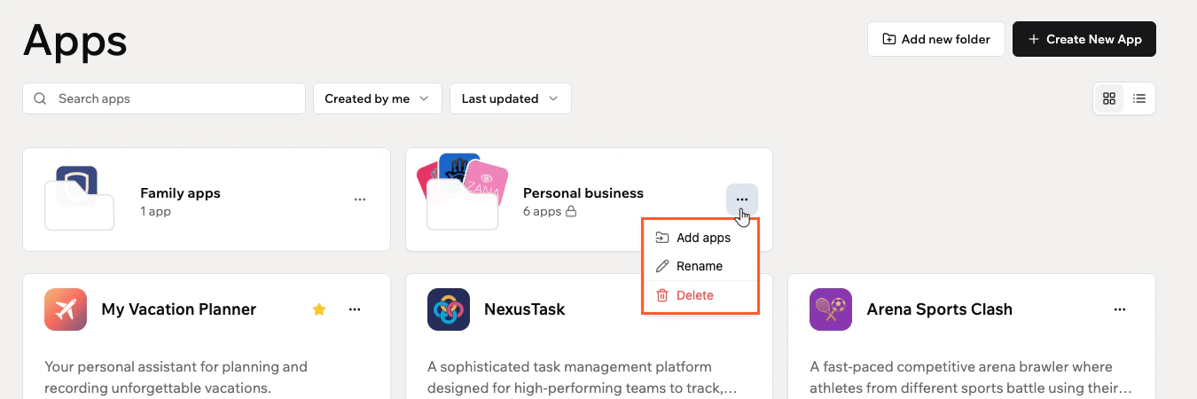 Manageappsrenamedelate Managing your app folders