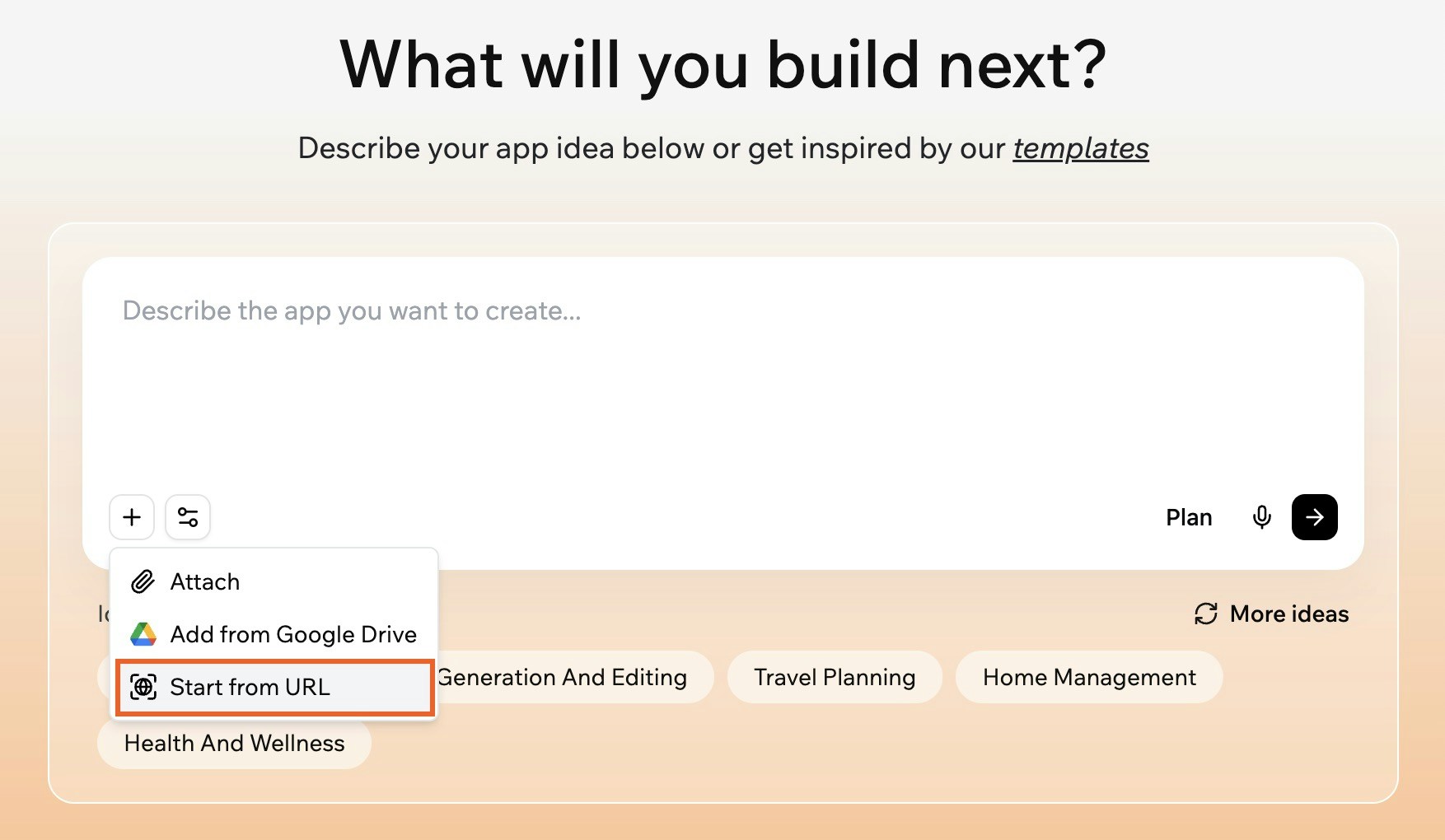 Starting your app from an existing URL