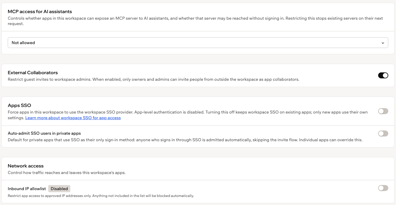 Setting the workspace default for auto-admitting SSO users in private apps