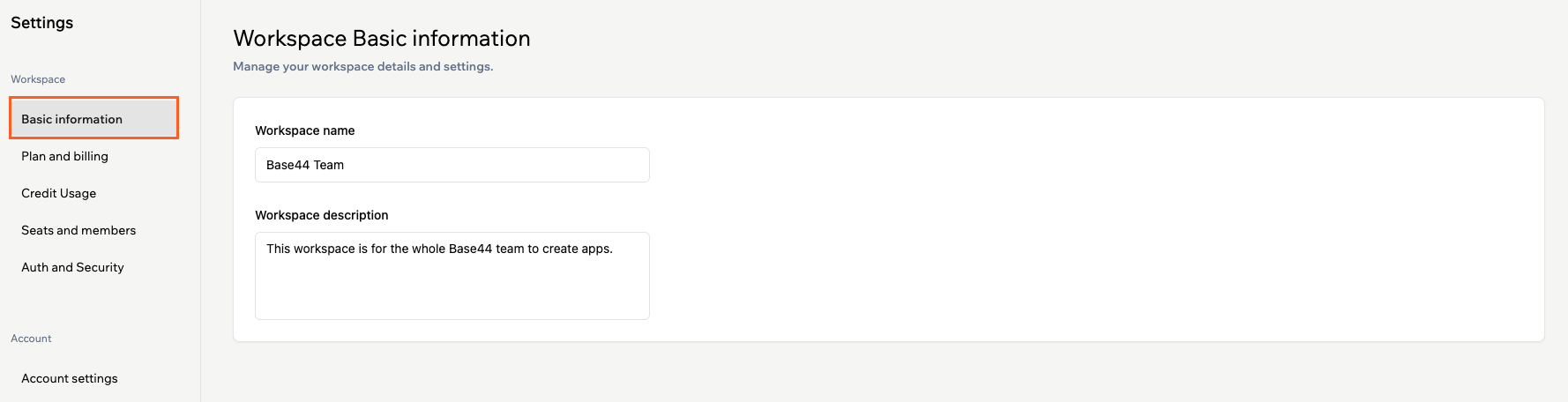 Setting up your workspace information