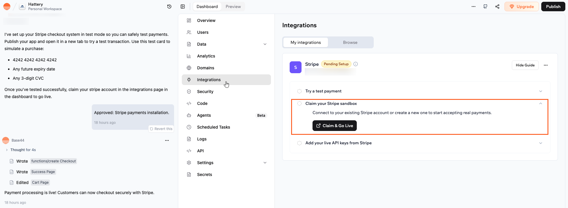 Setting up Stripe - Base44 Support Documentation