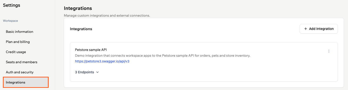 Integrations in a shared workspace in Base44