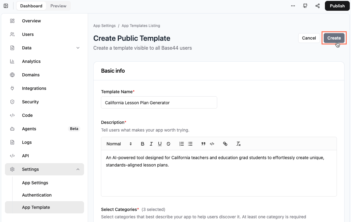 Submitting your app template to the Base44 App Template marketplace