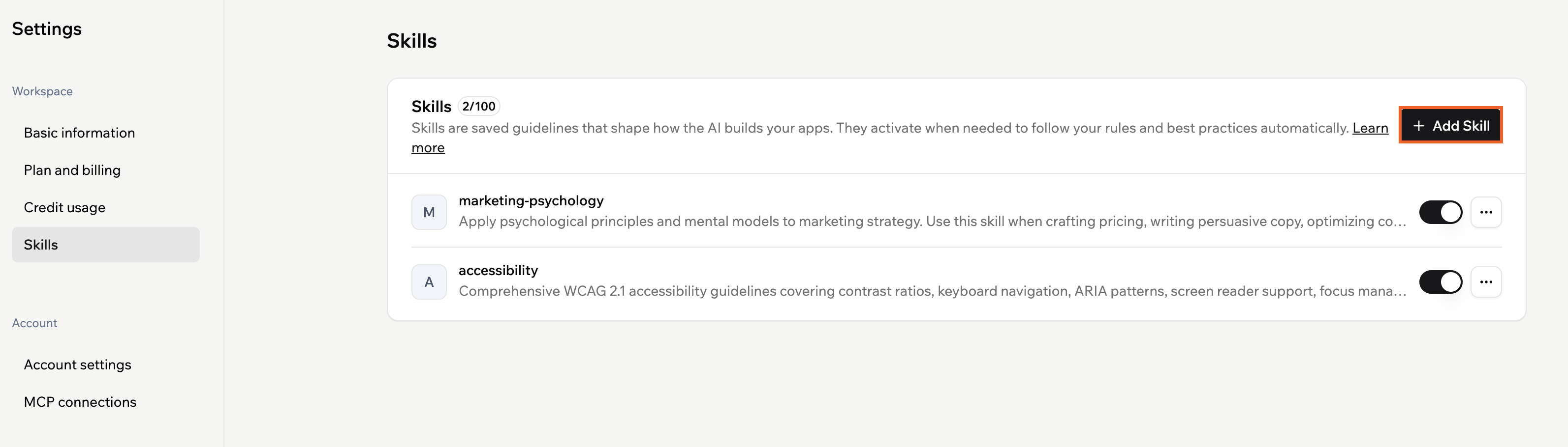 Adding a skill to your workspace