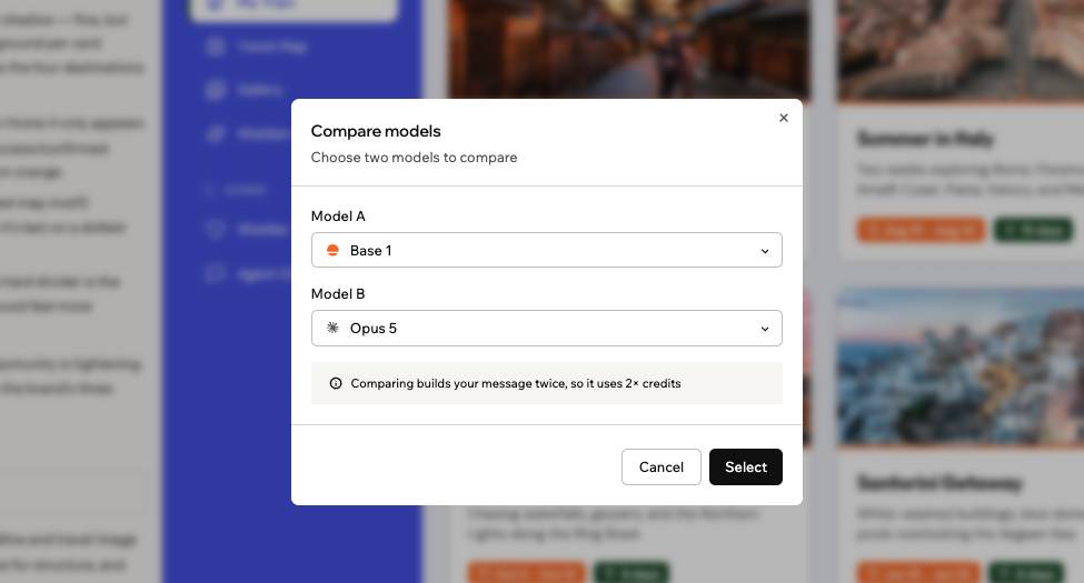 Two versions of an app being compared in the app editor