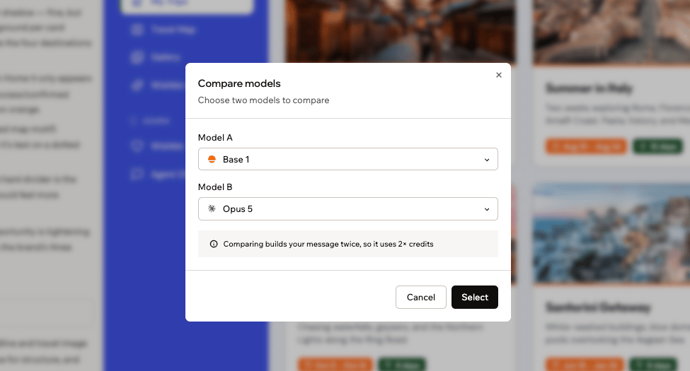 Two versions of an app being compared in the app editor