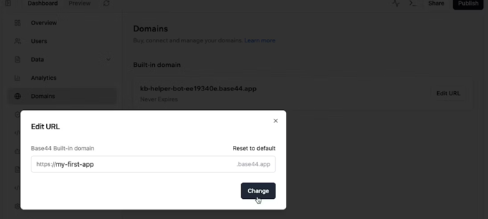 A screenshot showing where to edit thre URL in your app