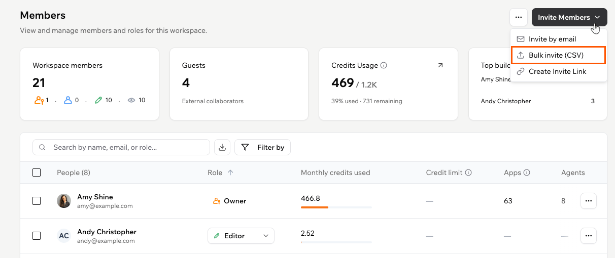Bulk inviting members with a CSV file