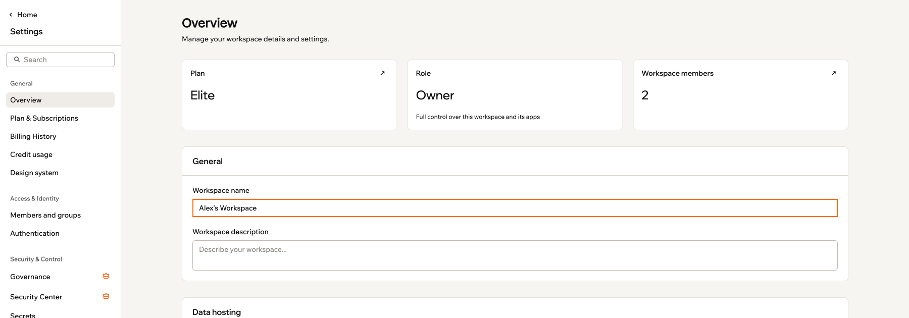 Rename workspace panel