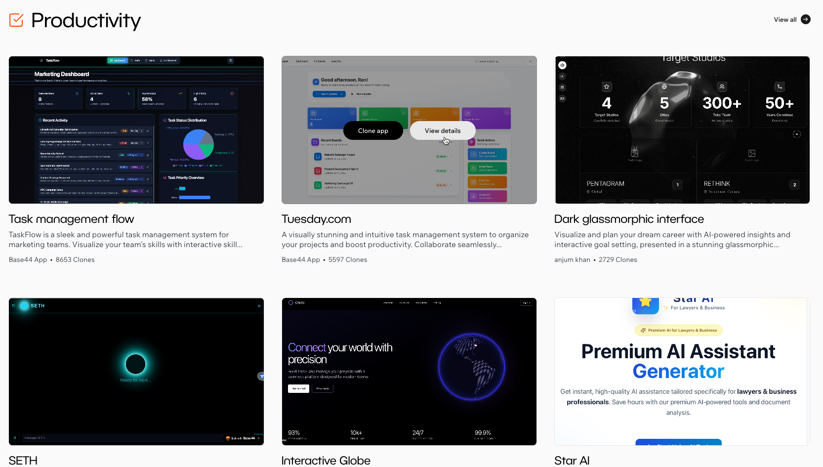 Base44 app templates