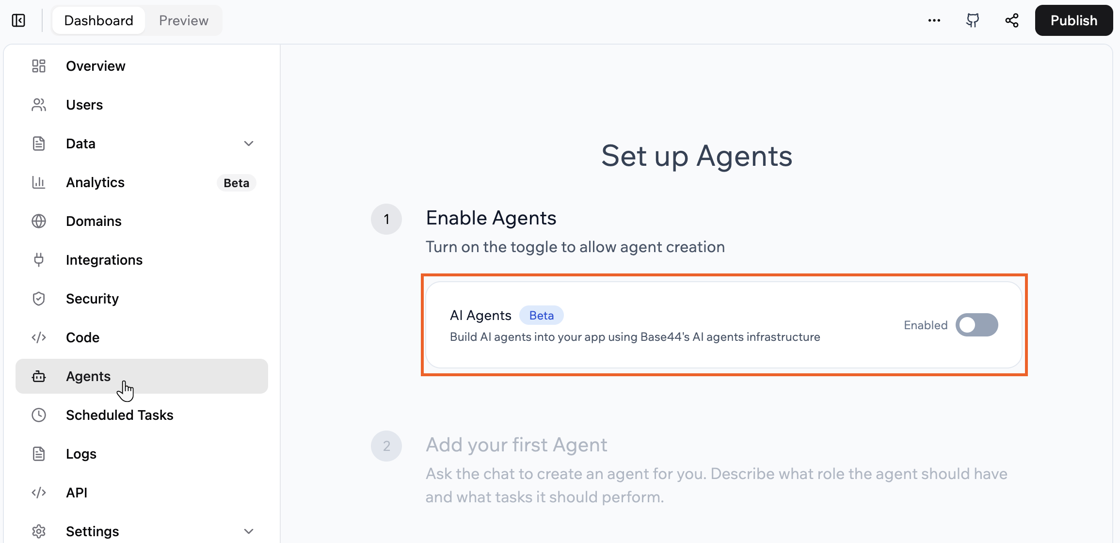 Enabling AI agents in your Base44 app
