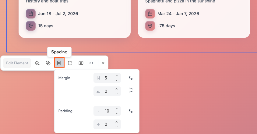 Manually editing the spacing of elements in Base44