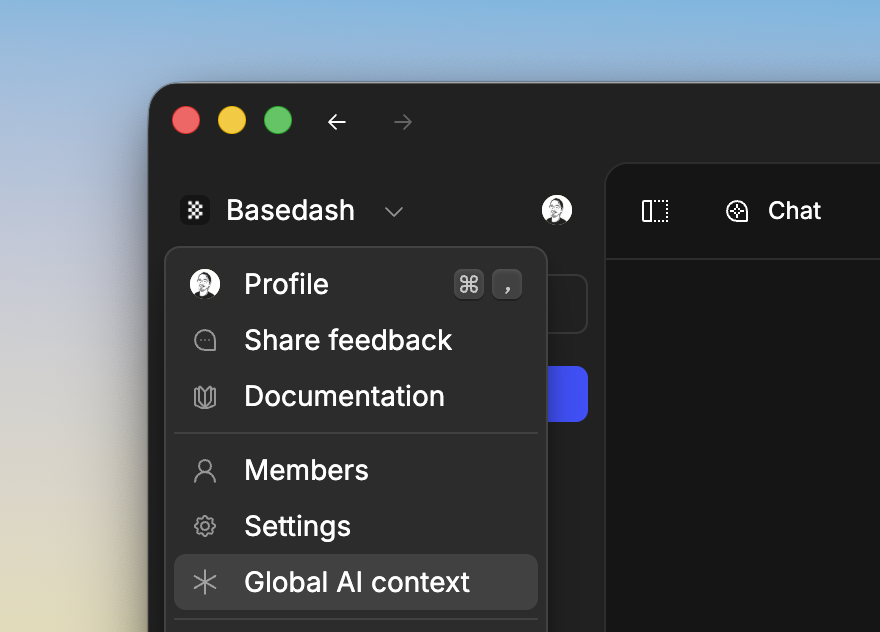 Organization dropdown with global context option