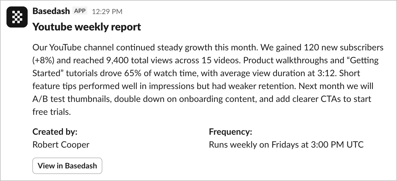 Report send to Slack