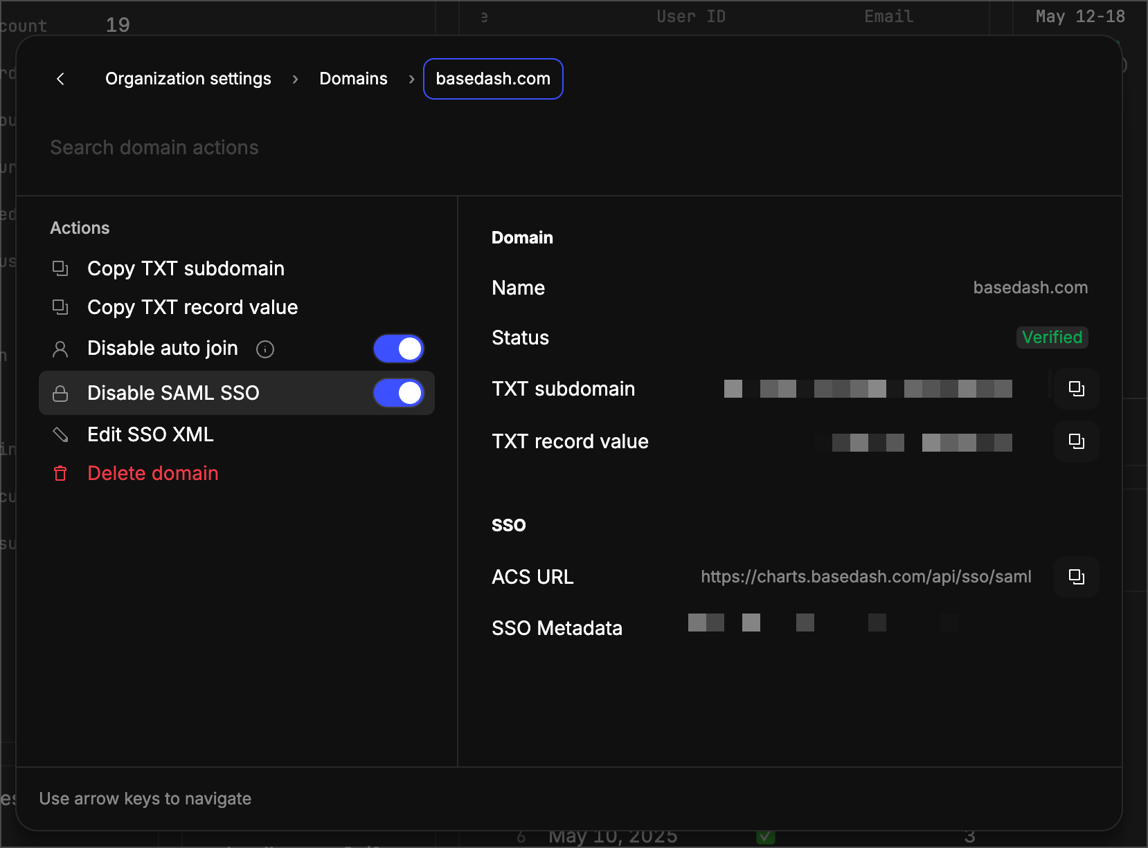 Domain configuration