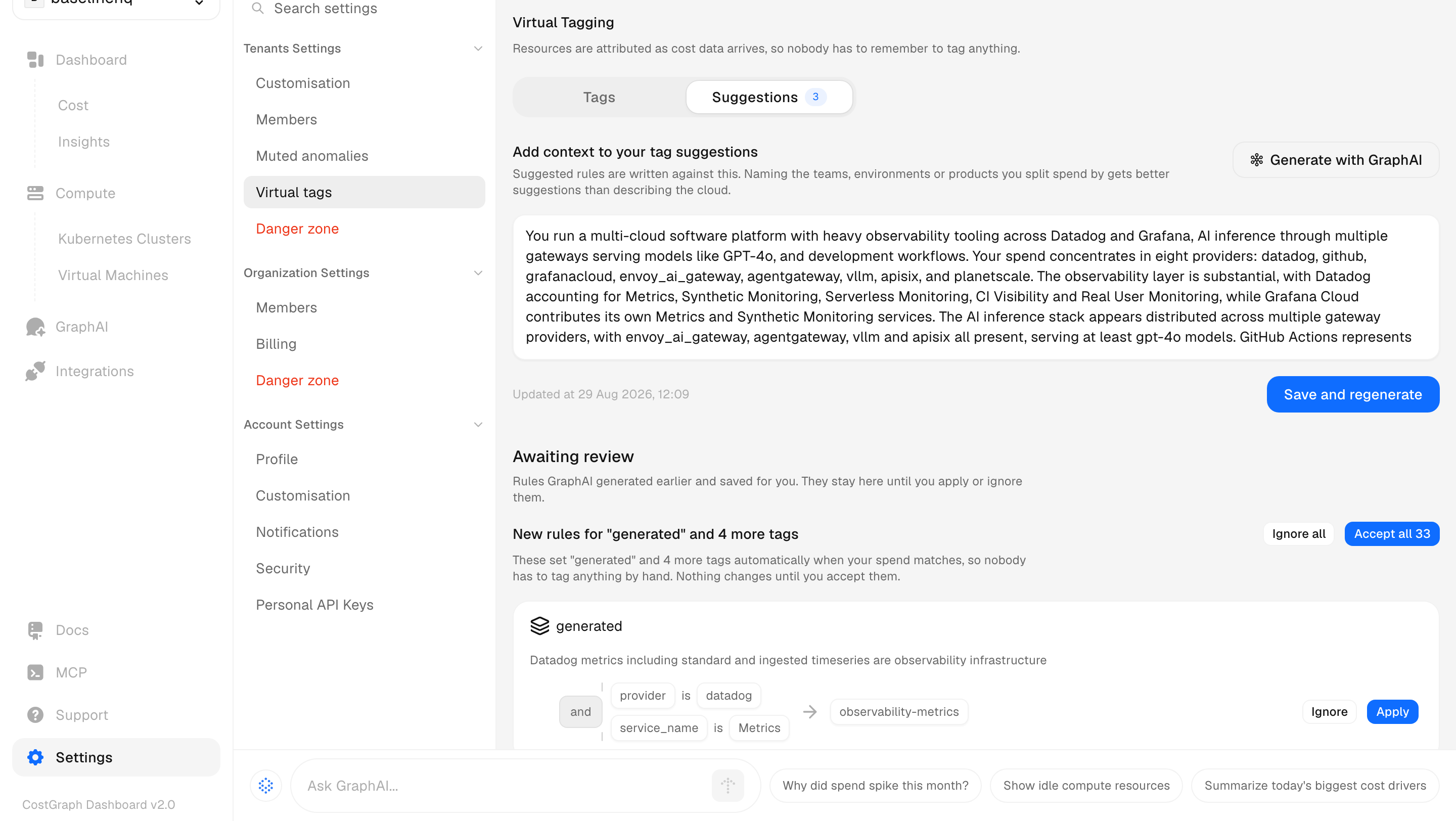 Graph AI tag suggestions awaiting review