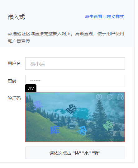 文字点选验证码 - 验证码图片选择示例