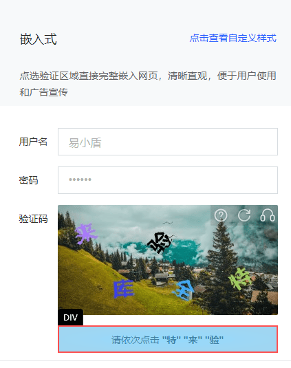 文字点选验证码 - 操作说明选择示例