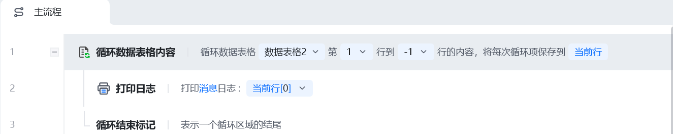 循环数据表格内容使用示例 - 流程搭建